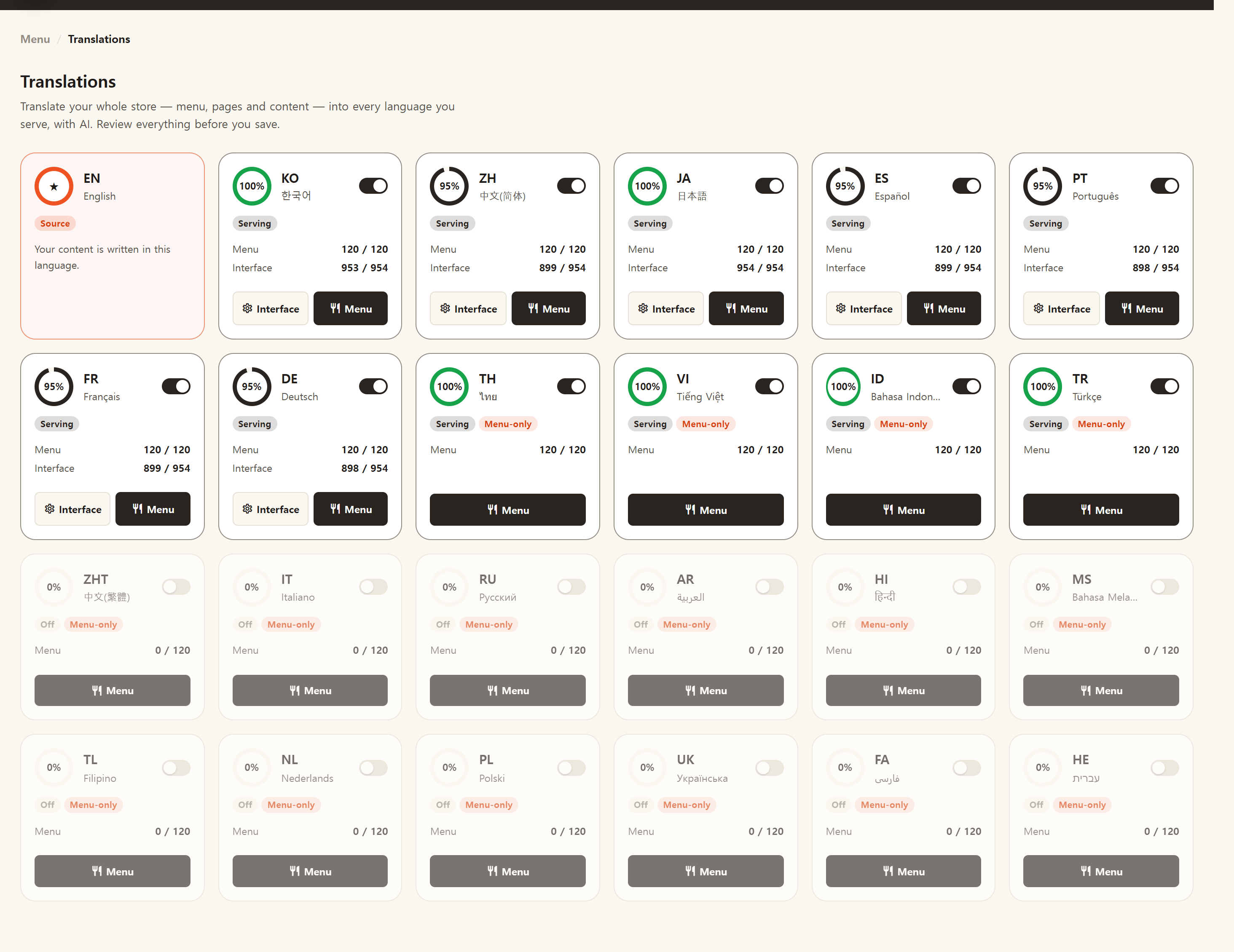The translation console